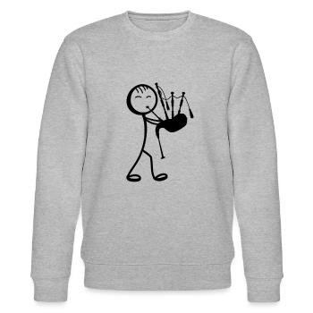 Bagpipe Player Stick Figure Funny Bagpiper Bagpipe - Stanley/Stella Unisex Bio-Sweatshirt CHANGER  - Grau meliert - Vorne - Nik (191cm) & Marisol (170cm)