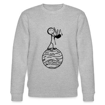 Funny Stick Figure Bagpiper - Stanley/Stella Unisex Bio-Sweatshirt CHANGER  - Grau meliert - Vorne - Nik (191cm) & Marisol (170cm)