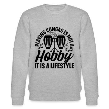 Playing Congas Is Not A Hobby It Is A Lifestyle - - Stanley/Stella Unisex Bio-Sweatshirt CHANGER  - Grau meliert - Vorne - Nik (191cm) & Marisol (170cm)