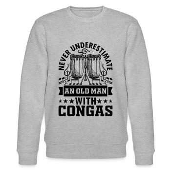 Conga Musician - Never Underestimate An Old Man Wi - Stanley/Stella Unisex Bio-Sweatshirt CHANGER  - Grau meliert - Vorne - Nik (191cm) & Marisol (170cm)