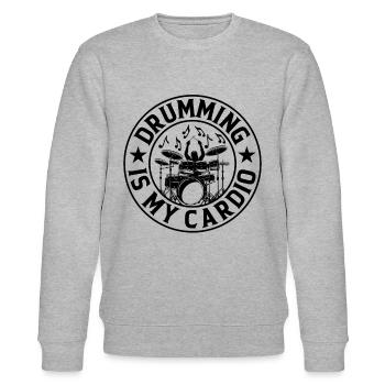 Drumming Is My Cardio - Drum Player Drummer - Stanley/Stella CHANGER Unisex Organic Sweatshirt - heather grey - Front - Nik (191cm) & Marisol (170cm)