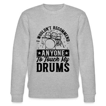 I Wouldn't Recommend Anyone To Touch My Drums - Stanley/Stella Unisex Bio-Sweatshirt CHANGER  - Grau meliert - Vorne - Nik (191cm) & Marisol (170cm)