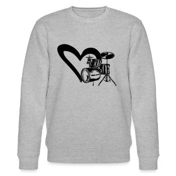 Heart Drum Set Drumming Instrument Drummer Drum Pl - Stanley/Stella CHANGER Unisex Organic Sweatshirt - heather grey - Front - Nik (191cm) & Marisol (170cm)
