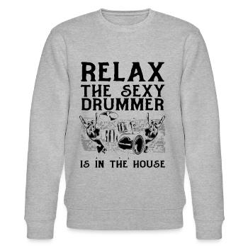 Relax The Sexy Drummer Is In The House - Sexy Drum - Stanley/Stella Unisex Bio-Sweatshirt CHANGER  - Grau meliert - Vorne - Nik (191cm) & Marisol (170cm)