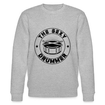 The Sexy Drummer - Drum Playing Drummer Drum Playe - Stanley/Stella CHANGER Unisex Organic Sweatshirt - heather grey - Front - Nik (191cm) & Marisol (170cm)