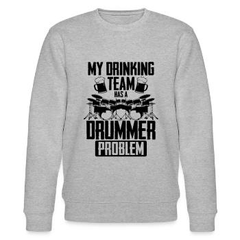 Mon équipe de buveurs a un problème de batteur - Funny Dru - Sweat bio CHANGER Stanley/Stella Unisexe - gris chiné - Devant - Nik (191cm) & Marisol (170cm)