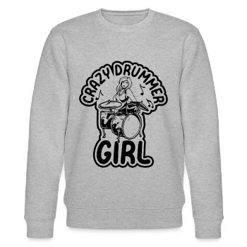 Crazy Drummer Girl Drum Player Drummer Girl Musici - Stanley/Stella Unisex Bio-Sweatshirt CHANGER  - Grau meliert - Vorne - Nik (191cm) & Marisol (170cm)