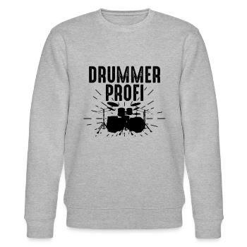 Drummer Profi Drum Player - Drummer Musician Drumm - Stanley/Stella CHANGER Unisex Organic Sweatshirt - heather grey - Front - Nik (191cm) & Marisol (170cm)