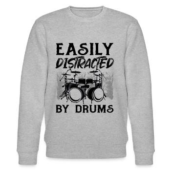 Facilement distrait par la batterie - Drummer Musician Drum - Sweat bio CHANGER Stanley/Stella Unisexe - gris chiné - Devant - Nik (191cm) & Marisol (170cm)