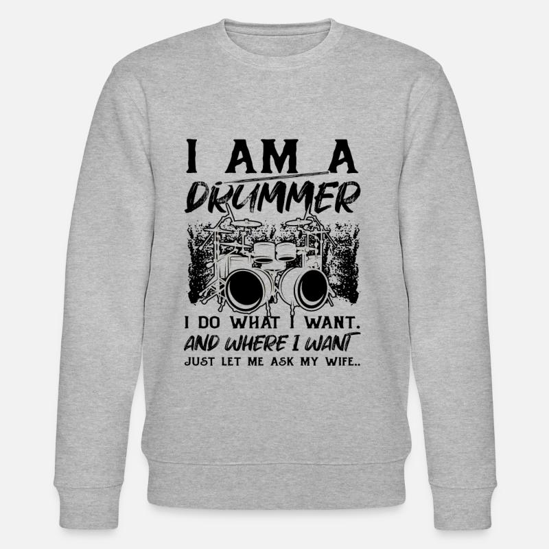 Funny Drum Player Drummer Musician - Stanley/Stella Unisex Bio-Sweatshirt CHANGER  - Grau meliert