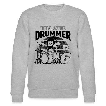 This Cute Drummer Is 6 Years Old - Birthday Drumme - Stanley/Stella CHANGER Unisex Organic Sweatshirt - heather grey - Front - Nik (191cm) & Marisol (170cm)