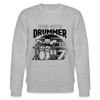 This Cute Drummer Is 7 Years Old - Birthday Drumme - Stanley/Stella CHANGER Unisex Organic Sweatshirt - heather grey - Front - Nik (191cm) & Marisol (170cm)
