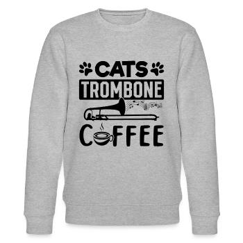 Trombone de café pour chat Tromboniste et amateur de chat Tromb - Sweat bio CHANGER Stanley/Stella Unisexe - gris chiné - Devant - Nik (191cm) & Marisol (170cm)