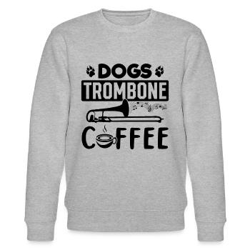 Dog Trombone Coffee Trombonist And Dog Lover Tromb - Stanley/Stella CHANGER Unisex Organic Sweatshirt - heather grey - Front - Nik (191cm) & Marisol (170cm)