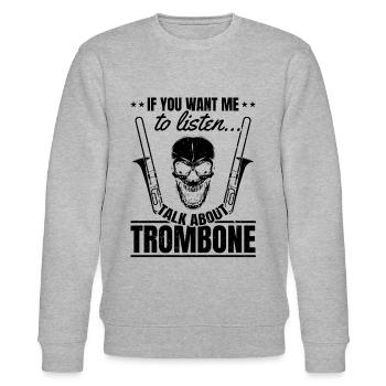 Si vous voulez que je vous écoute, parlez de Trombone Trombone - Sweat bio CHANGER Stanley/Stella Unisexe - gris chiné - Devant - Nik (191cm) & Marisol (170cm)