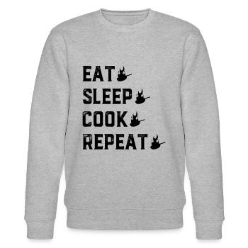 Eat Sleep Cook Repeat Grilling Barbecue Cooking Ch - Stanley/Stella CHANGER Unisex Organic Sweatshirt - heather grey - Front - Nik (191cm) & Marisol (170cm)