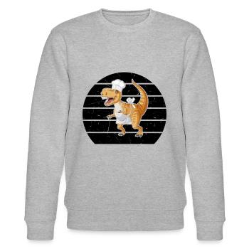 Dino Chef Kitchen Cook & Dinosaur Lover Dino Chef - Stanley/Stella Unisex Bio-Sweatshirt CHANGER  - Grau meliert - Vorne - Nik (191cm) & Marisol (170cm)