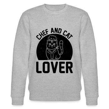 Chef And Cat Lover Chef Cook Food Cooking And Cat - Stanley/Stella Unisex Bio-Sweatshirt CHANGER  - Grau meliert - Vorne - Nik (191cm) & Marisol (170cm)