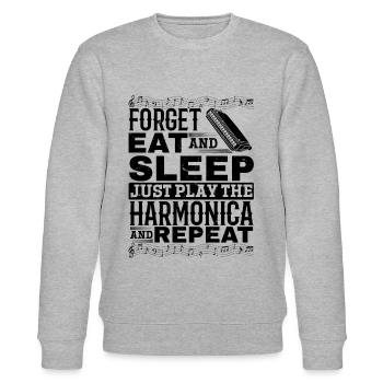 Forget Eat And Sleep Just Play The Harmonica And R - Stanley/Stella Unisex Bio-Sweatshirt CHANGER  - Grau meliert - Vorne - Nik (191cm) & Marisol (170cm)
