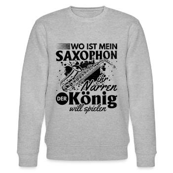 Where Is My Saxophone You Fools The King Wants To - Stanley/Stella Unisex Bio-Sweatshirt CHANGER  - Grau meliert - Vorne - Nik (191cm) & Marisol (170cm)