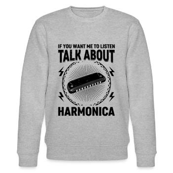 Si vous voulez que je vous écoute, parlez de l’harmonica - Sweat bio CHANGER Stanley/Stella Unisexe - gris chiné - Devant - Nik (191cm) & Marisol (170cm)