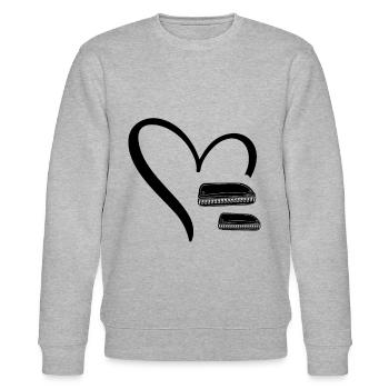 Two Harmonicas In a Heart Harmonica Mouth Organs H - Stanley/Stella Unisex Bio-Sweatshirt CHANGER  - Grau meliert - Vorne - Nik (191cm) & Marisol (170cm)