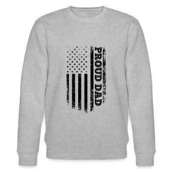 Proud Dad - Fathers Day USA Flag American Father's - Stanley/Stella Unisex Bio-Sweatshirt CHANGER  - Grau meliert - Vorne - Nik (191cm) & Marisol (170cm)