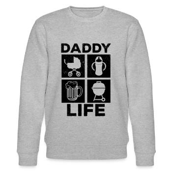 Daddy Life - Grillades de bière pour bébé Première fête des pères - Sweat bio CHANGER Stanley/Stella Unisexe - gris chiné - Devant - Nik (191cm) & Marisol (170cm)