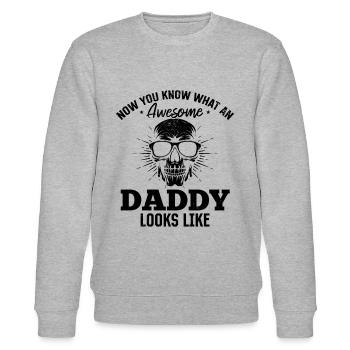 Daddy - Now You Know What An Awesome Daddy Looks L - Stanley/Stella Unisex Bio-Sweatshirt CHANGER  - Grau meliert - Vorne - Nik (191cm) & Marisol (170cm)