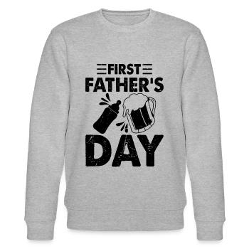 First Father's Day - Baby Bottle And Beer First Fa - Stanley/Stella Unisex Bio-Sweatshirt CHANGER  - Grau meliert - Vorne - Nik (191cm) & Marisol (170cm)