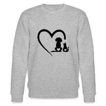 Dog Puppy and Baby Cat Heart - Animal Dog & Cat He - Stanley/Stella Unisex Bio-Sweatshirt CHANGER  - Grau meliert - Vorne - Nik (191cm) & Marisol (170cm)