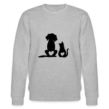Dog Puppy & Baby Cat Puppy - Animal Dog & Cat Hear - Stanley/Stella Unisex Bio-Sweatshirt CHANGER  - Grau meliert - Vorne - Nik (191cm) & Marisol (170cm)