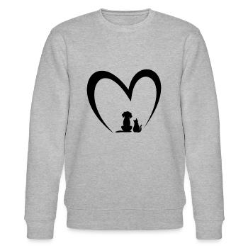 Dog & Cat Heart Dog Puppy & Baby Cat Puppy - Stanley/Stella Unisex Bio-Sweatshirt CHANGER  - Grau meliert - Vorne - Nik (191cm) & Marisol (170cm)