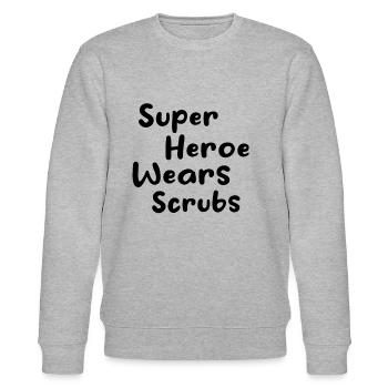 Nurse Nursing - Super Heroe Wears Scrubs - Nurse - Stanley/Stella Unisex Bio-Sweatshirt CHANGER  - Grau meliert - Vorne - Nik (191cm) & Marisol (170cm)