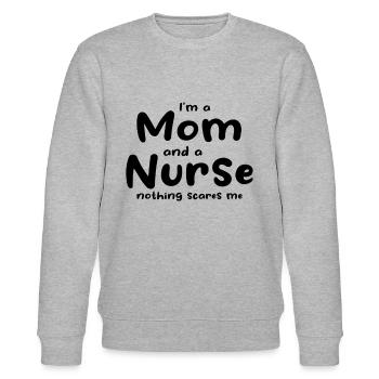 Nurse Mom - Je suis une maman et une infirmière Rien n’effraie - Sweat bio CHANGER Stanley/Stella Unisexe - gris chiné - Devant - Nik (191cm) & Marisol (170cm)