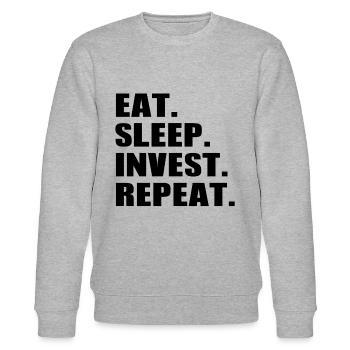 Eat Sleep Invest Repeat - Trading Stock Market Inv - Stanley/Stella Unisex Bio-Sweatshirt CHANGER  - Grau meliert - Vorne - Nik (191cm) & Marisol (170cm)