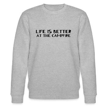 Camping - La vie est meilleure au feu de camp - Sweat bio CHANGER Stanley/Stella Unisexe - gris chiné - Devant - Nik (191cm) & Marisol (170cm)