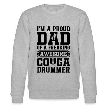 I'm A Proud Dad Of A Freaking Awesome Conga Drumme - Stanley/Stella CHANGER Unisex Organic Sweatshirt - heather grey - Front - Nik (191cm) & Marisol (170cm)