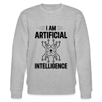 I Am Artificial Intelligence - Ai Artificial Intel - Stanley/Stella Unisex Bio-Sweatshirt CHANGER  - Grau meliert - Vorne - Nik (191cm) & Marisol (170cm)