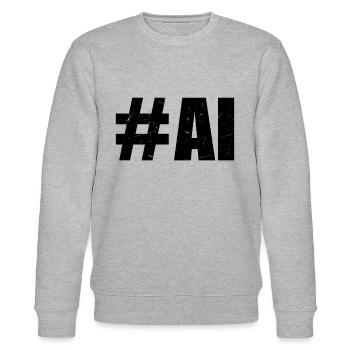 #AI - AI Artificial Intelligence & AI Robot Machin - Stanley/Stella Unisex Bio-Sweatshirt CHANGER  - Grau meliert - Vorne - Nik (191cm) & Marisol (170cm)