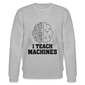 I Teach Machines - Artificial Intelligence Machine - Stanley/Stella Unisex Bio-Sweatshirt CHANGER  - Grau meliert - Vorne - Nik (191cm) & Marisol (170cm)