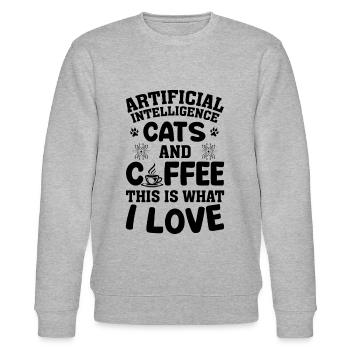 Artificial Intelligence Cats And Coffee This Is Wh - Stanley/Stella Unisex Bio-Sweatshirt CHANGER  - Grau meliert - Vorne - Nik (191cm) & Marisol (170cm)