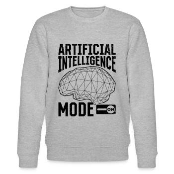 Artificial Intelligence Mode On - AI Artificial In - Stanley/Stella Unisex Bio-Sweatshirt CHANGER  - Grau meliert - Vorne - Nik (191cm) & Marisol (170cm)