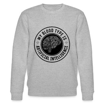 My Blood Type Is Artificial Intelligence - Stanley/Stella Unisex Bio-Sweatshirt CHANGER  - Grau meliert - Vorne - Nik (191cm) & Marisol (170cm)