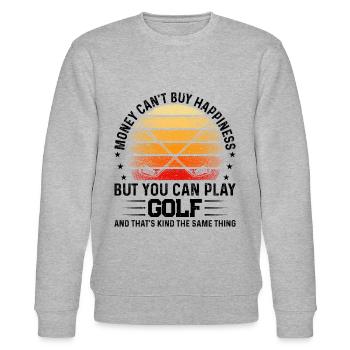 Money Can't Buy Happiness But You Can Play Golf - Stanley/Stella Unisex Bio-Sweatshirt CHANGER  - Grau meliert - Vorne - Nik (191cm) & Marisol (170cm)