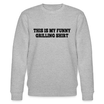This Is My Funny Grilling Shirt - Funny BBQ - Stanley/Stella CHANGER Unisex Organic Sweatshirt - heather grey - Front - Nik (191cm) & Marisol (170cm)
