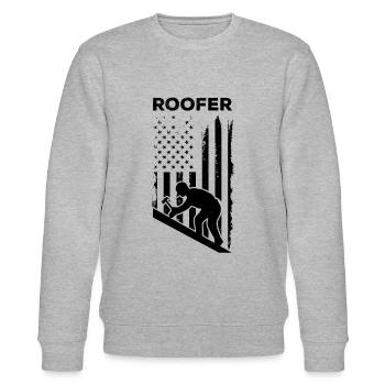 Roofer US Flag - Roofing Worker Roofer Worker Roof - Stanley/Stella Unisex Bio-Sweatshirt CHANGER  - Grau meliert - Vorne - Nik (191cm) & Marisol (170cm)