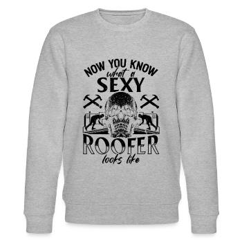 Now You Know What A Sexy Roofer Looks Like - Roofe - Stanley/Stella Unisex Bio-Sweatshirt CHANGER  - Grau meliert - Vorne - Nik (191cm) & Marisol (170cm)