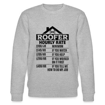Roofer Hourly Rate - Funny Roofer Hourly Rate - Stanley/Stella Unisex Bio-Sweatshirt CHANGER  - Grau meliert - Vorne - Nik (191cm) & Marisol (170cm)