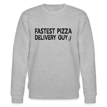 Funny Pizza Guy - Fastest pizza delivery guy - Stanley/Stella Unisex Bio-Sweatshirt CHANGER  - Grau meliert - Vorne - Nik (191cm) & Marisol (170cm)